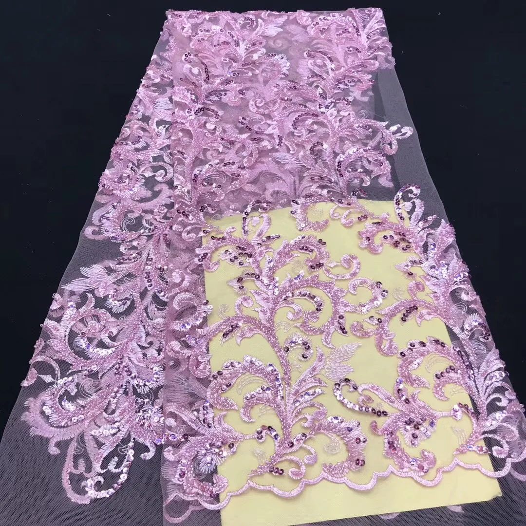 

African Sequence Lace Fabric 2022 High Quality French Tulle Mesh Sequin Lace Fabric Nigeria Lace Fabric J40491