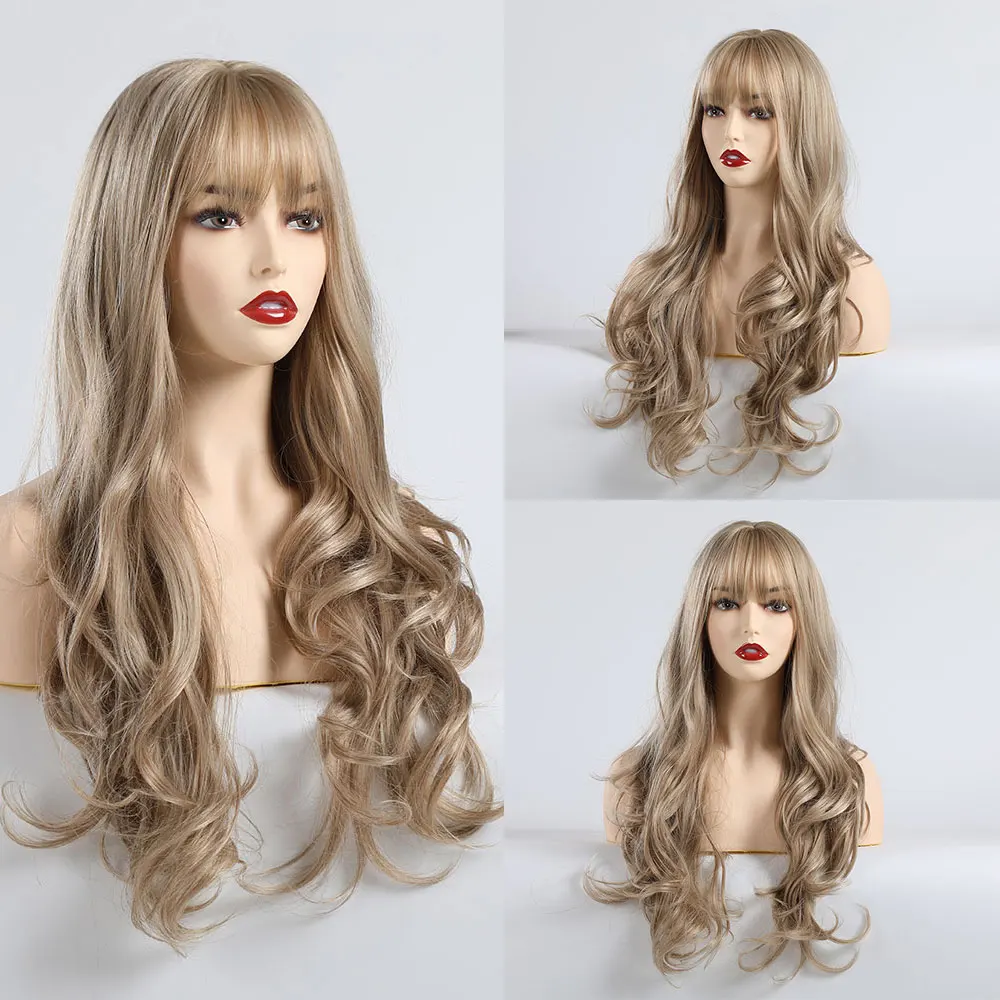 EASIHAIR длинные волнистые парики коричневый блондин синтетические парики для черных женщин афроамериканские Косплей парики термостойкие накладные волосы