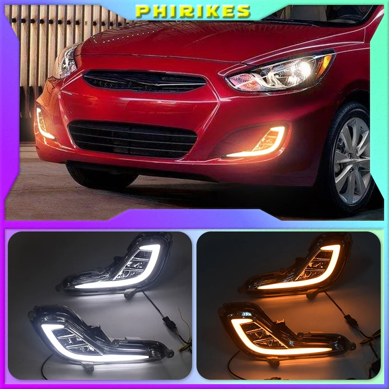 

Yellow Turn Signal Function 12V Car DRL LED Daytime Running Light Fog Lamp For Hyundai Accent Solaris 2010 - 2013