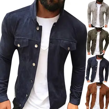 

Jacket Men Long Sleeve Stand Collar Jacket Fashion Slim Button Multi Pocket Casual Workwear Jacket