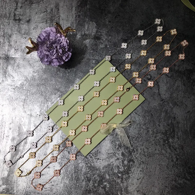 

Fashion Pendant Necklace Beautiful Jewelry Personality Classic Style Simple 20 Flower Clover Inlay Necklace Shape Send Love hot