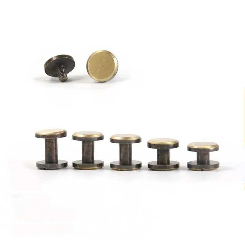 

Bronze Double Flat Wallet Bag Screw Brass Belt Rivet DIY Chicago Handmade Fastener Garmnet Hardware Leather Craft Part