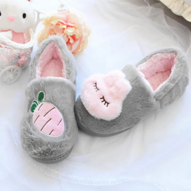 

New Style Carrot Bunny Soft Cover Heel Cotton-padded Shoes Waterproof Soft-Sole Winter Plush Slipper Girl'S Cute Cotton Slippers