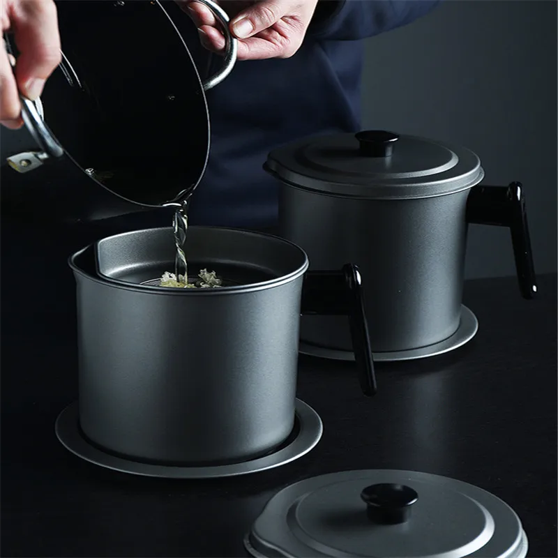 304 Stainless Steel Lard Tank Large Capacity Storage Tank Kitchen Household Cooking Oil bottle Filter Residue