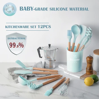 

Silicone Kitchenware Cooking Utensils Set Heat Resistant Kitchen Non-Stick Cooking Utensils Baking Tools