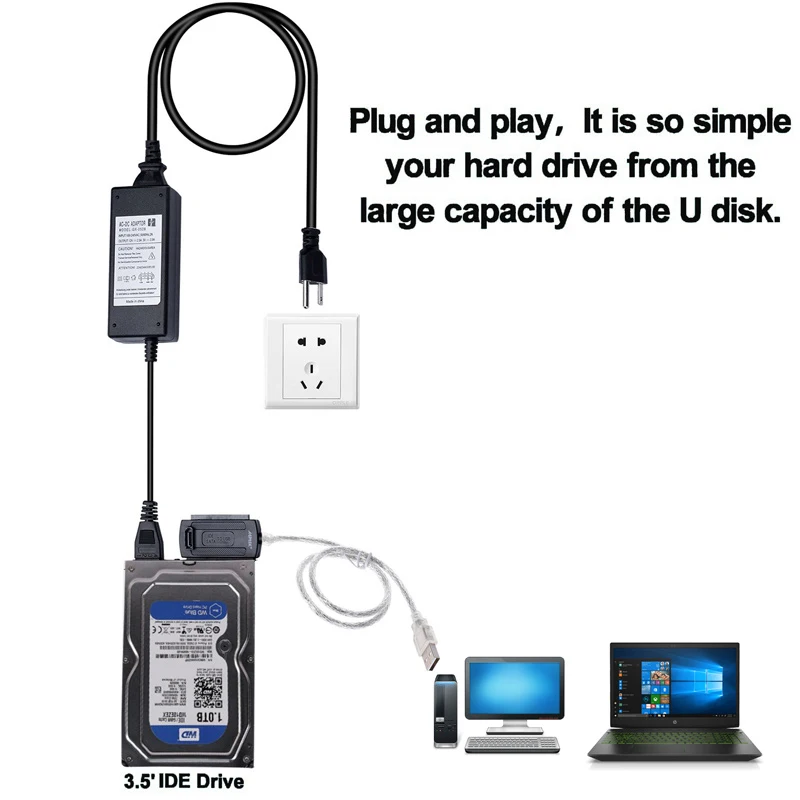Новый SATA PATA IDE диск к USB 2 0 адаптер конвертер кабель для жесткого диска HDD 5 &quot3 5&quot с
