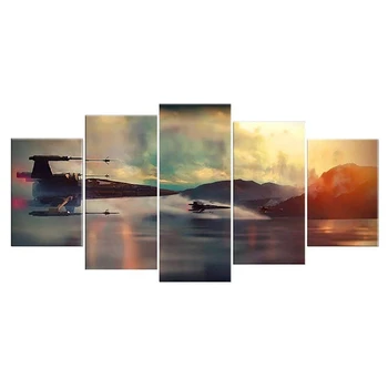 

5Pcs Canvas Wall Art for Living Room Canvas Prints Home Decor Without Frame Paintings Airplane in the Sunset