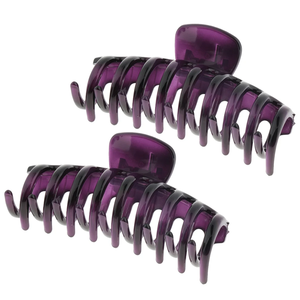Purple Набор из 2 простых акриловых зажимов для волос, густые заколки для волос, зажим для банана для женщин - Цвет: Purple