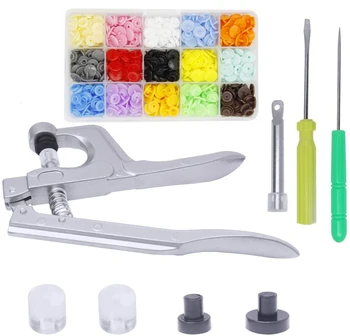 

Plastic Snap Fasteners and Plier Tool Kit, Snap Button Set with Snaps Pliers 150sets Snap-On Buttons with Storage Case for Sewin
