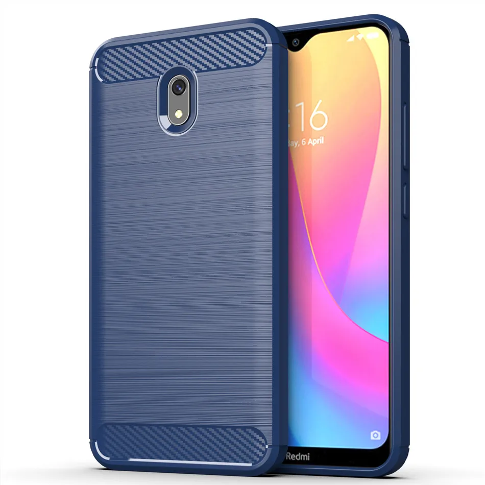 Силиконовый чехол для Xiaomi Redmi 8A 8, Силиконовый противоударный чехол из углеродного волокна и мягкого ТПУ для Xiaomi Redmi 8A, чехол - Цвет: Синий
