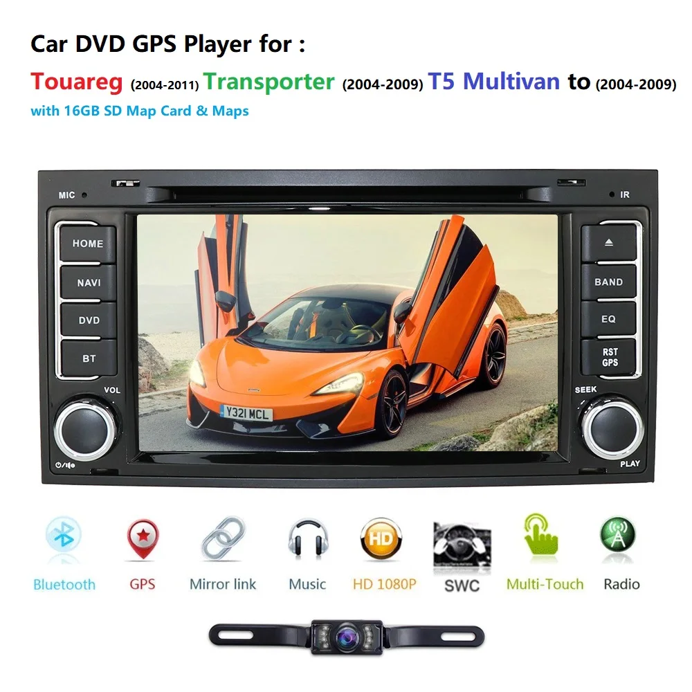 Clearance Mirror link DAB+ 7 Inch radio Car DVD Player For V W  VolksWagan T ouareg Transporter T5 Multivan 2004-2011 camera IGO map TPMS 5