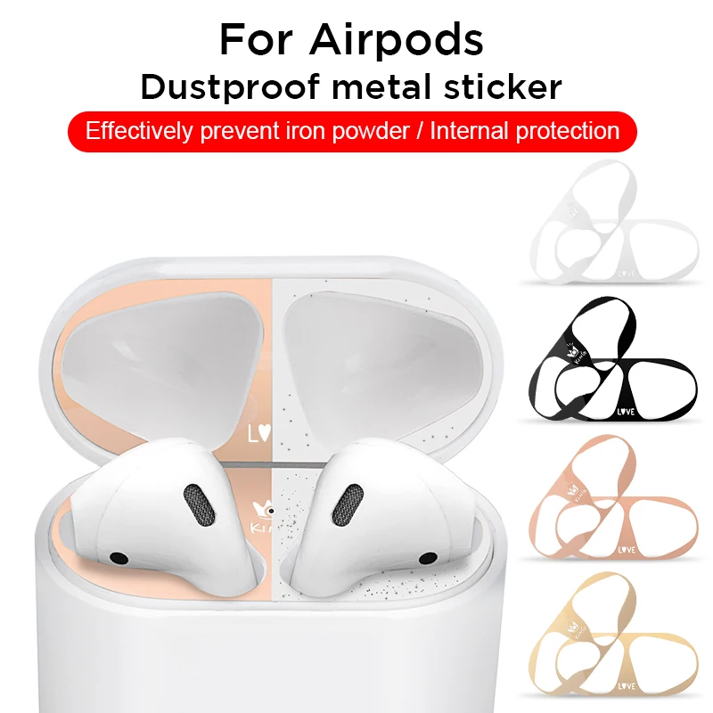 Металлическая Пылезащитная наклейка с узором для Apple AirPods 2 1 внутренняя Защитная