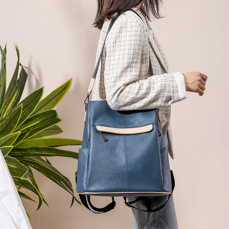 Fashion Leather Backpack Women Shoulder Bag Large Capacity Women Backpack School Bag for Teenage Girls Light Travel Backpack