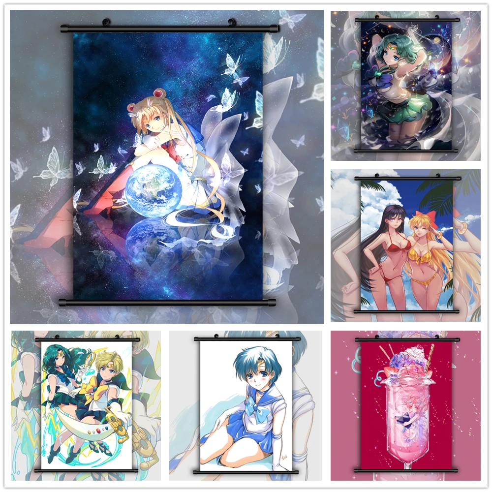 Сейлор Мун Кристалл Chibiusa Kaiou Michiru Рей Хино Луна Tsukino Usagi Tenou Haruka Аниме Манга плакат в рулоне