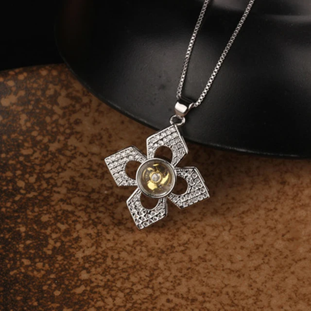 New Arrival Rotatable Windmill Pendant Necklace AAA Cubic Zirconia Pave Gold Silver Color Crystal Necklace Jewelry Women Men Style 29