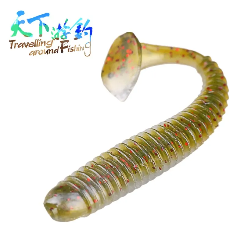 

TAF 16pcs Soft Fishing Lure 5.6cm 0.9g T Tail Silicone Soft Baits Isca Artificial Worm Wobblers Wobblers Rubber Pesca