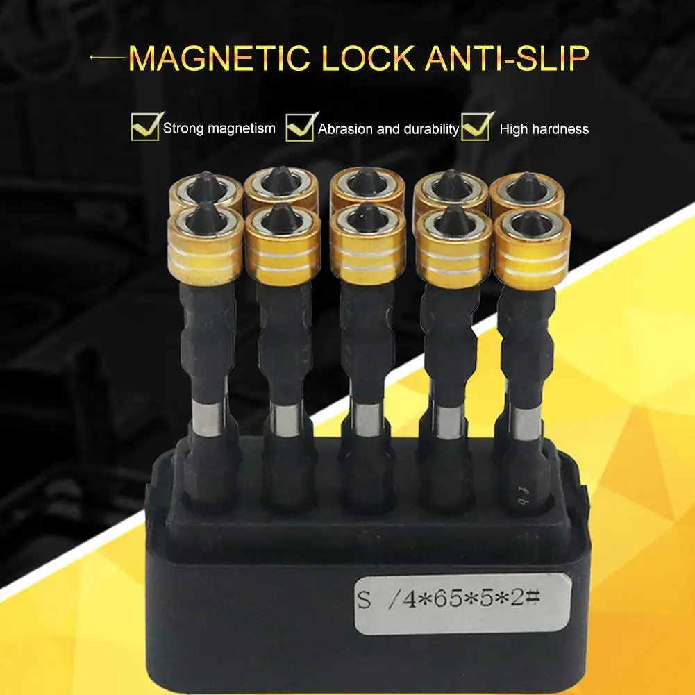 

10PCS 1/4 Inch Hexagonal Shank with Magnetic Coil Screwdriver Bit Set Double-end Screwdriver Head Anti-slip