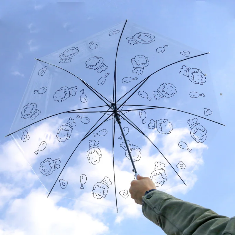 

Japanese Umbrella Waterproof Cute Children Cartoon Transparent Ombrelli Long Handle Automatic Four Seasons Universal Sombrillas