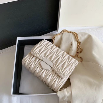 

Embroidery Folds Crossbody Bags For Women 2020 Small Handbag Small Bag PU Leather Hand Bag Ladies Designer Evening Bags