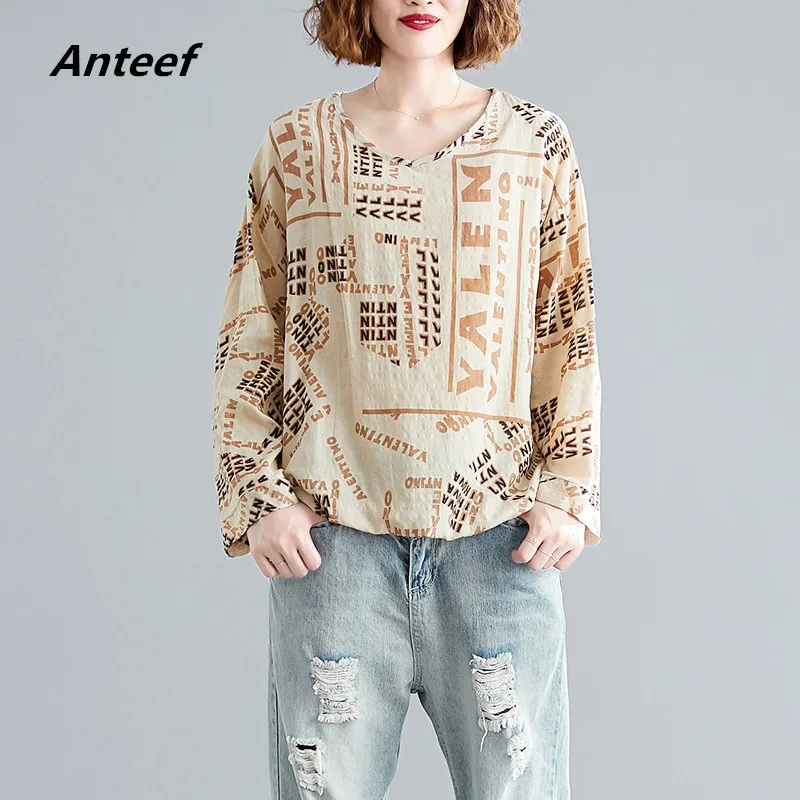 Корейский стиль хлопок плюс размер винтажная Осенняя Повседневная Свободная