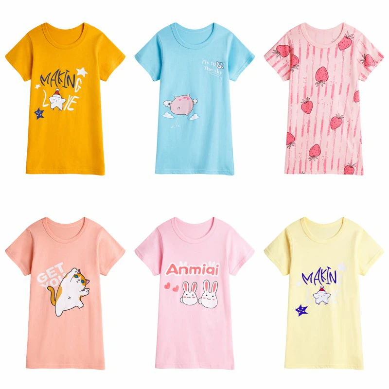 Летняя детская одежда От 2 до 10 лет для девочек ночная рубашка из хлопка с принтом