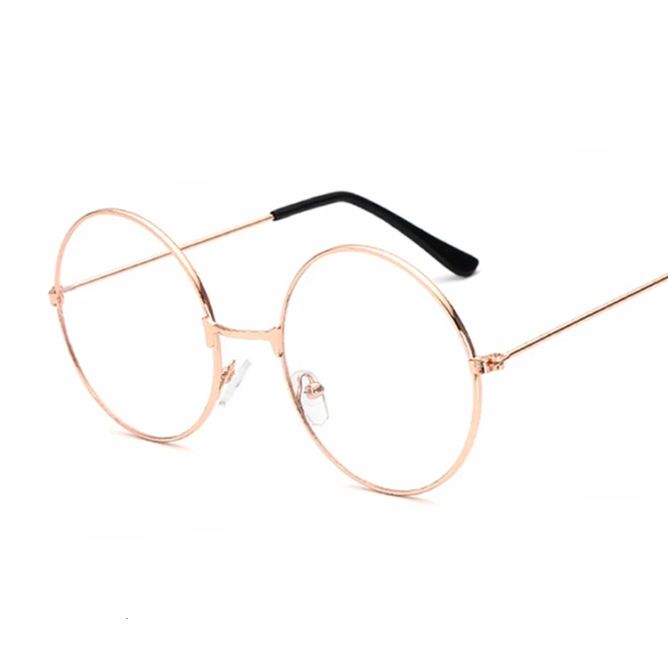 Модные синие прозрачные очки, оправа для женщин и мужчин, винтажные круглые очки для женщин и мужчин, пластиковые прозрачные оптические оправы для очков - Цвет оправы: Золотой