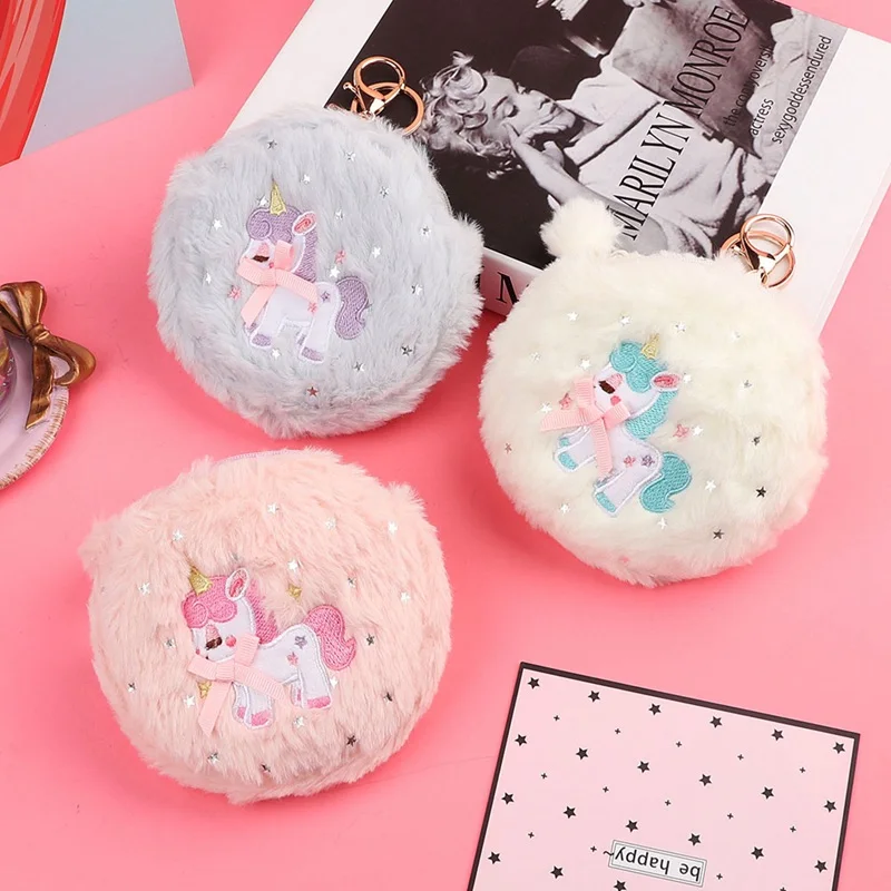 Радужная Единорог плюшевая Сумочка для монет Kawaii Портмоне кошелек для женщин девушек