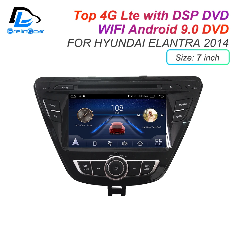 Best IPS screen DSP sound Android 9.0 2 DIN 4g Lte radio For hyundai elantra 2008 2011 2014 years GPS DVD player stereo navigation 5