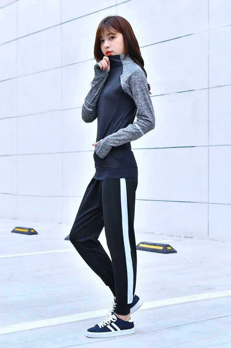 New reflective vertical collar fitness jacket for women fun run quick-drying fitness clothing lady clothing long sleeve jacket