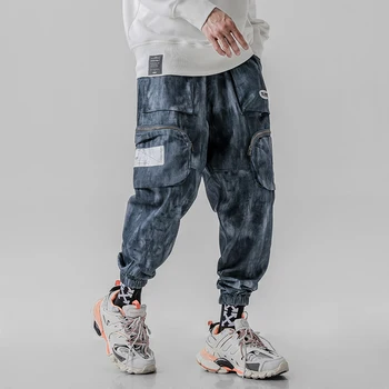 

2019 Mens Multi-pocket Harem Pants Men Streetwear Punk Cargo Pant Hip Hop Casual Trousers Joggers Male Black Blue Pants