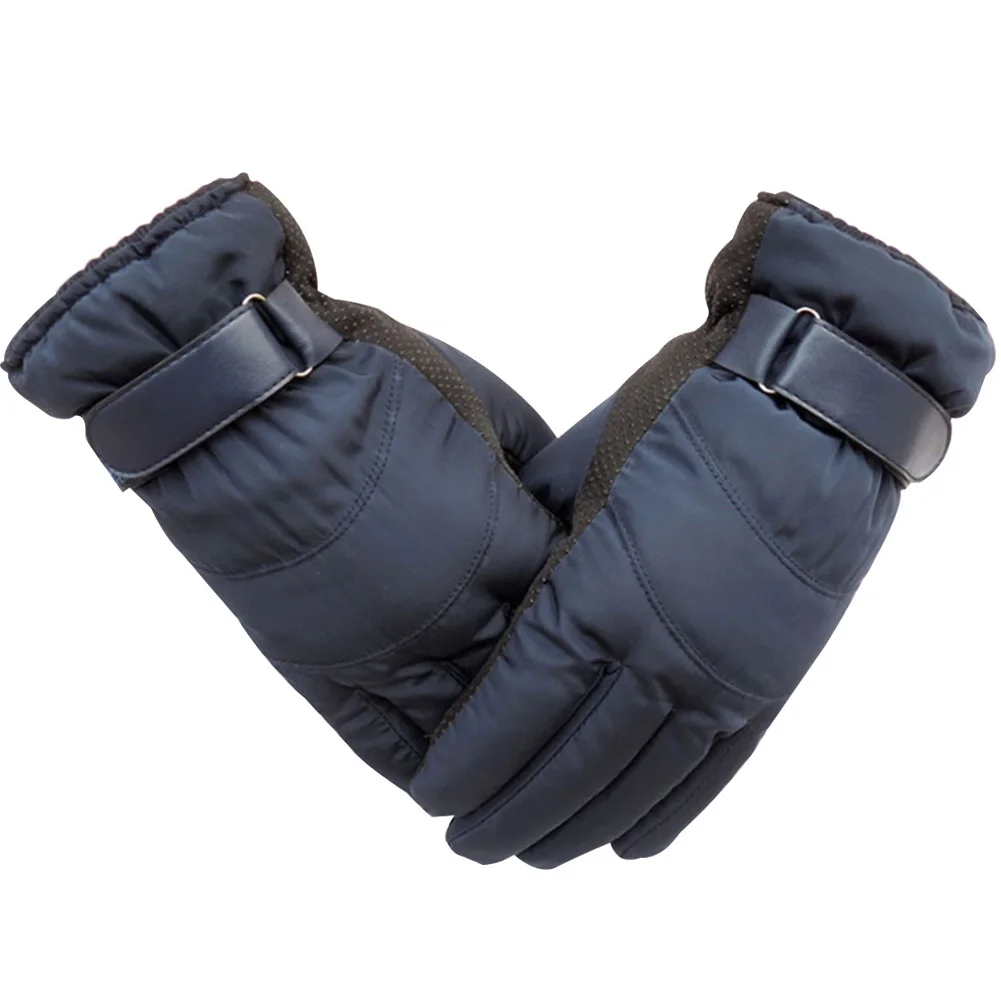 Dark Blue Мужские перчатки для велоспорта из искусственного флиса, противоскользящие зимние спортивные теплые лыжные перчатки для вождения, эластичные ветрозащитные перчатки для взрослых - Цвет: Dark Blue