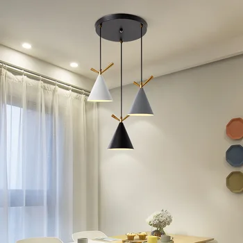 

Nordic macaron dining room bedroom living room LED chandelier bedside dining room lights simple personality decorative lights