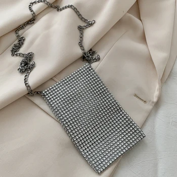 

Diamond Sequin Design Phone Crossbody bags For Women 2020 Mini PU Leather Shoulder Handbags Purse Chain Small bag