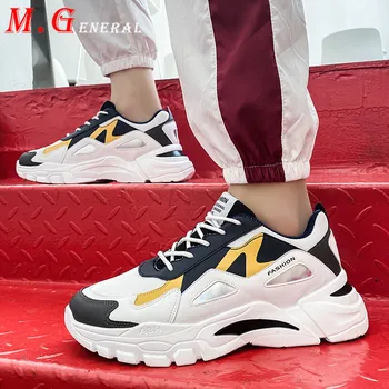 

Thick Bottom Sneakers for Men Lace Up Summer Shoes Mesh Men's Casual Shoe Male White Flats Trainers Man Low Vulcanized Shoes C49