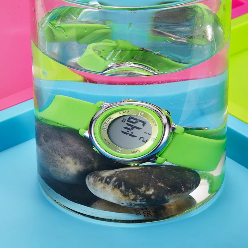 Модные цифровые детские наручные часы с будильником секундомером 7 цветов