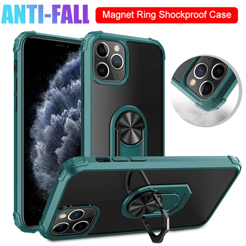 Противоударный чехол с магнитным кольцом-подставкой для iPhone 13 12 11Pro Max XR XS X 8 7 6 Plus