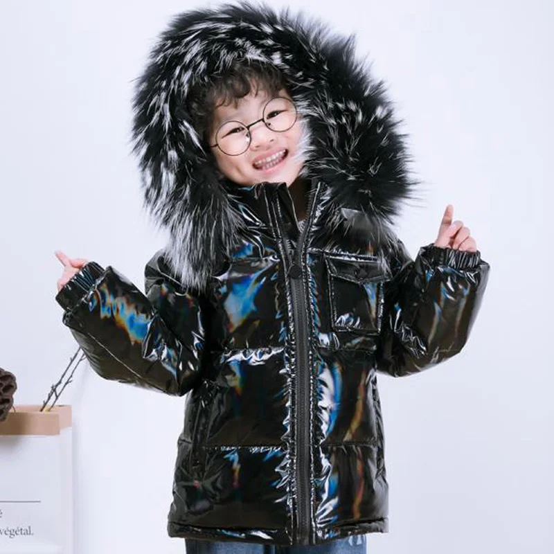 Children's Down Coat Parka 2-16Y Boys Girls Warm Down Cold Jacket White Duck-30 Degree Winter Ski Suit Natural Fur Collar