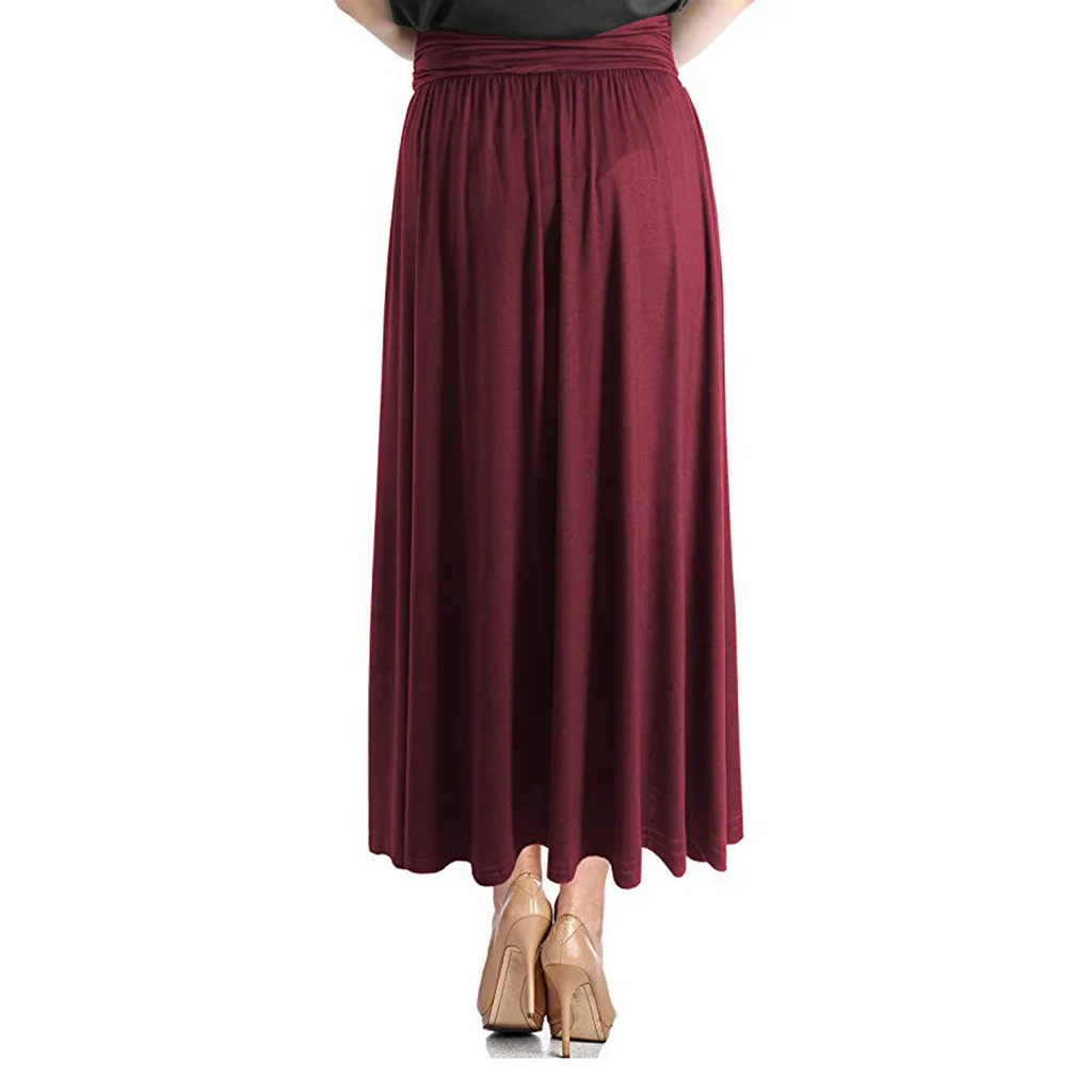 JAYCOSIN Clothes Women Soild Color Long Skirt Womens Fashion High Waist Loose Pleated Skirt Ladies Faldas Mujer Moda 1105