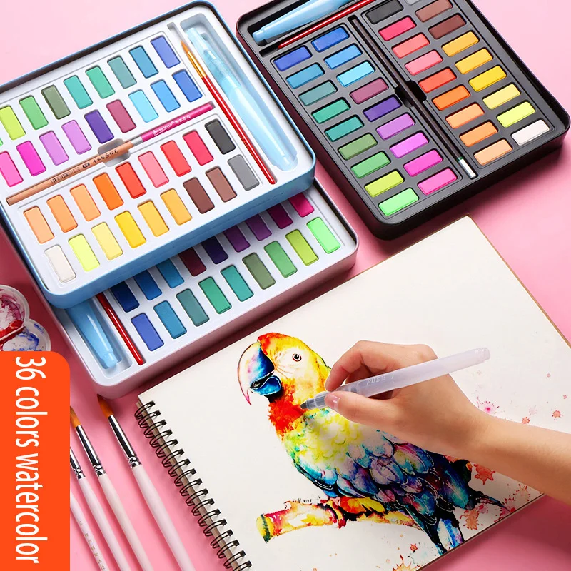Günstig Bgln36 farbe solide aquarell malen set anfänger malerei pulver werkzeug palette pinsel farbe box tragbare aquarell kunst liefert