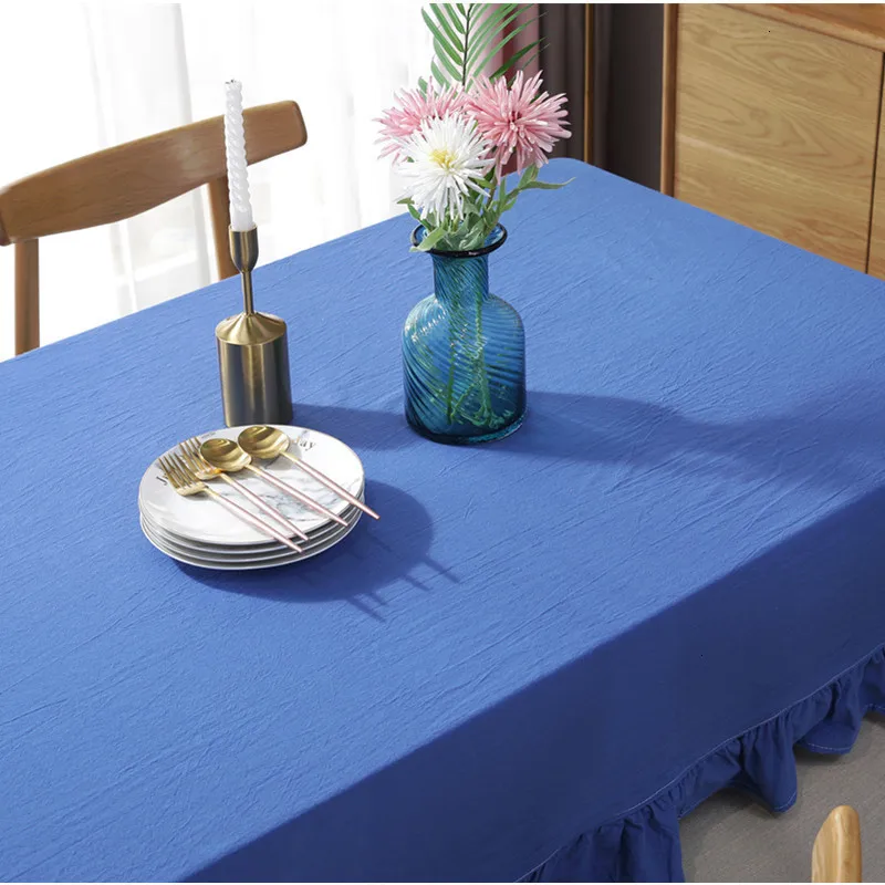 Простые современные скатерти из чистого хлопка с краем лотоса, 2 цвета, скатерть для обеденного стола в свежем Стиле, скатерть для кухонного стола, покрытие для обеденного стола