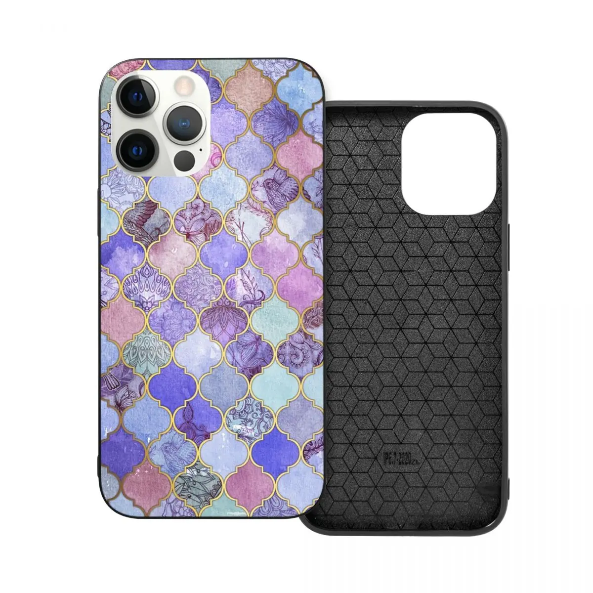 Royal Purple Mauve Indigo Moroccan Tile PC Glass TPU Phone Cover for iPhone 13 12 11 Xs Xr X Pro Max Mini 7 8 Se2 Plus 6 6S | Мобильные