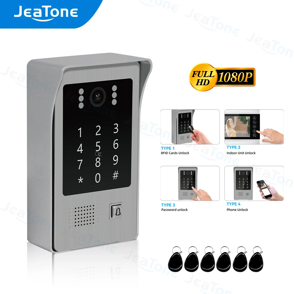 Tanio JeaTone 1080P FHD wideodomofon karta RFID Swiper, klawiatura zewnętrzna