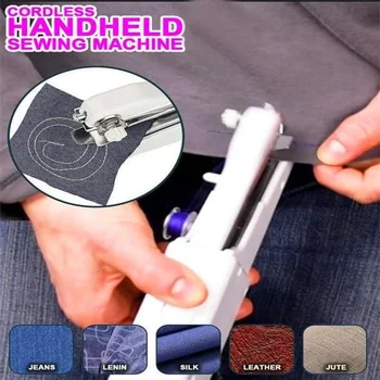 

Mini Hand Sewing Machine Portable Household Quick Stitch Sew Needlework Cordless Clothes Fabrics Electronic Sewing Machine