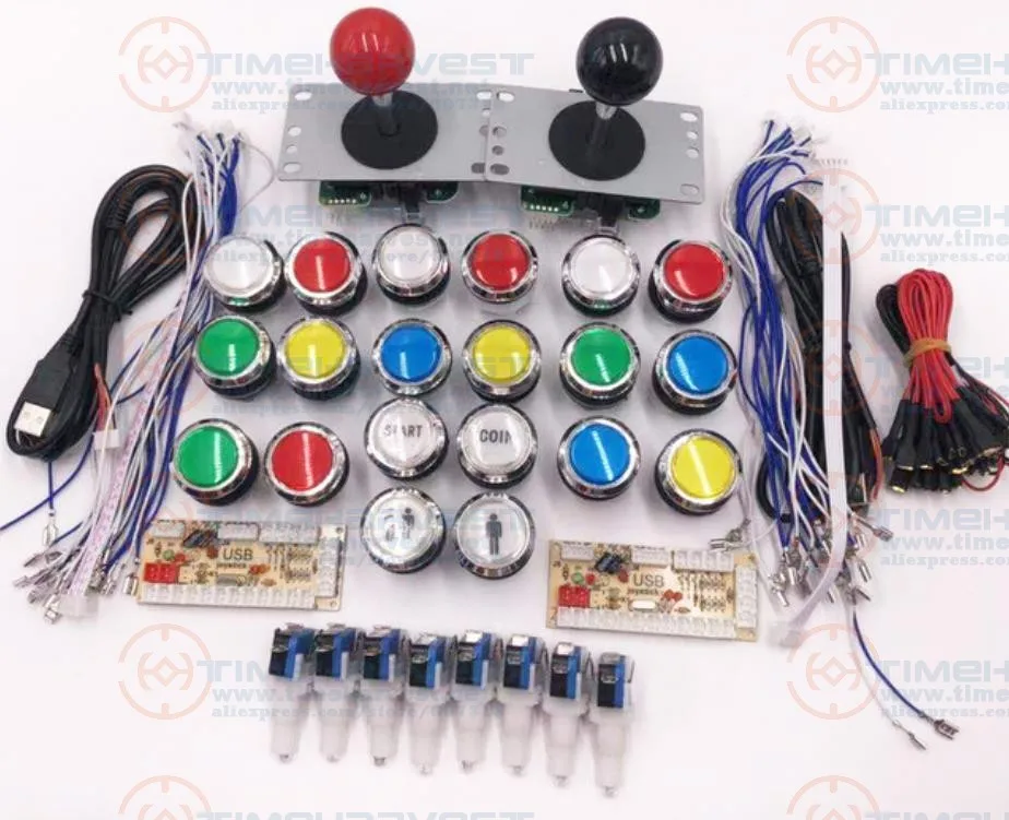 

Arcade parts Bundles kit With American button or Chrome LED button Zero Delay USB Encoder good Joystick Build Up Arcade Console