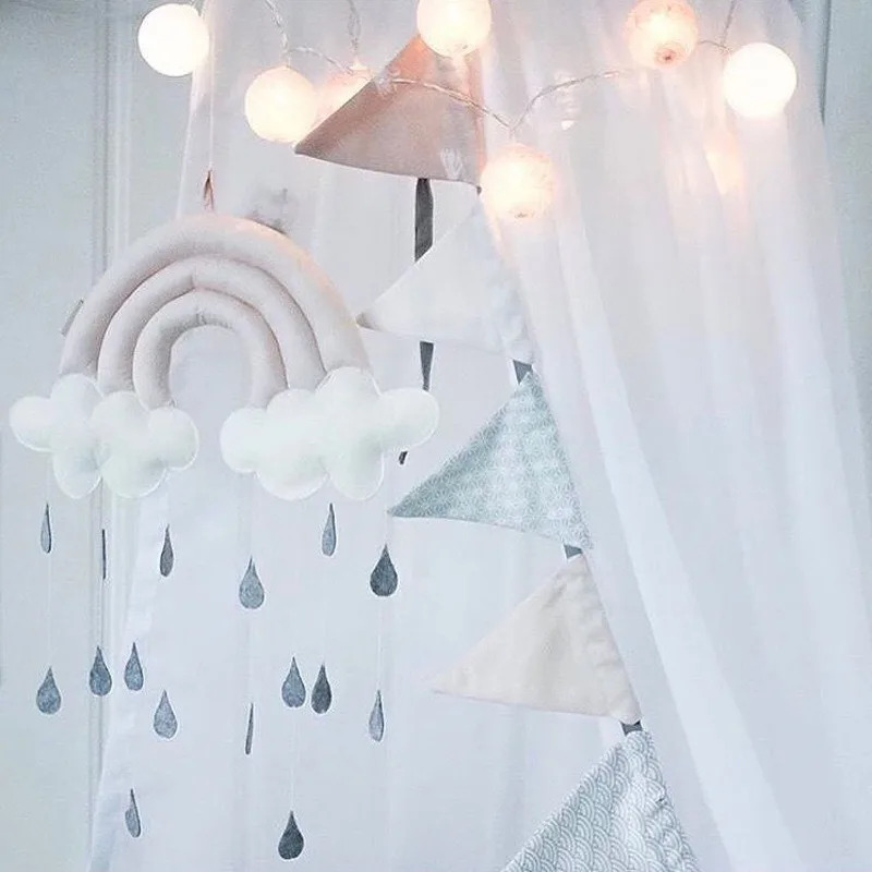 OLOEY Kids декор комнаты нордический Радужный облако с дождевой каплей стены Висячие облака детская комната Луна Звезда Настенный декор мягкие облака игрушка
