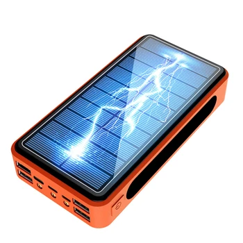 

Solar Panel Powerbank 50000mAh with Flashlight Portable Charger 4 USB Type C Poverbank For iPad iPhone Samsung Xiaomi Power Bank