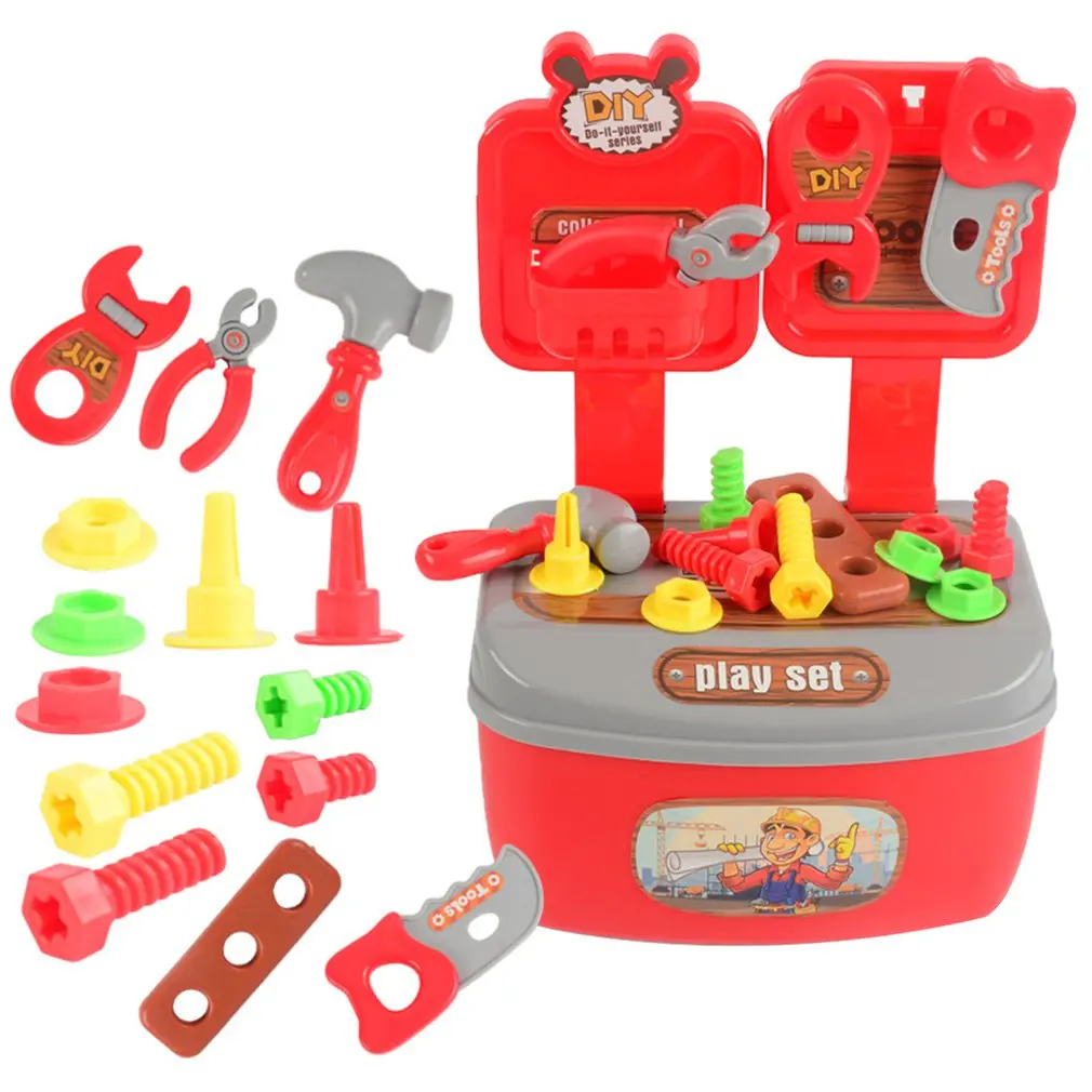 Детский набор инструментов через домашние игрушки 22 набора портативных инструментов для обслуживания набор игрушек Детский сад ПВХ