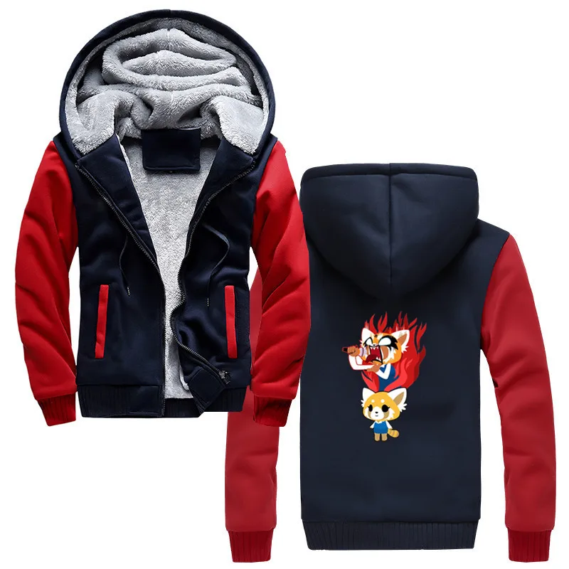 Новые забавные толстовки Aggretsuko для мужчин с капюшоном с рисунком Красной панды Retsuko зимние Утепленные толстовки