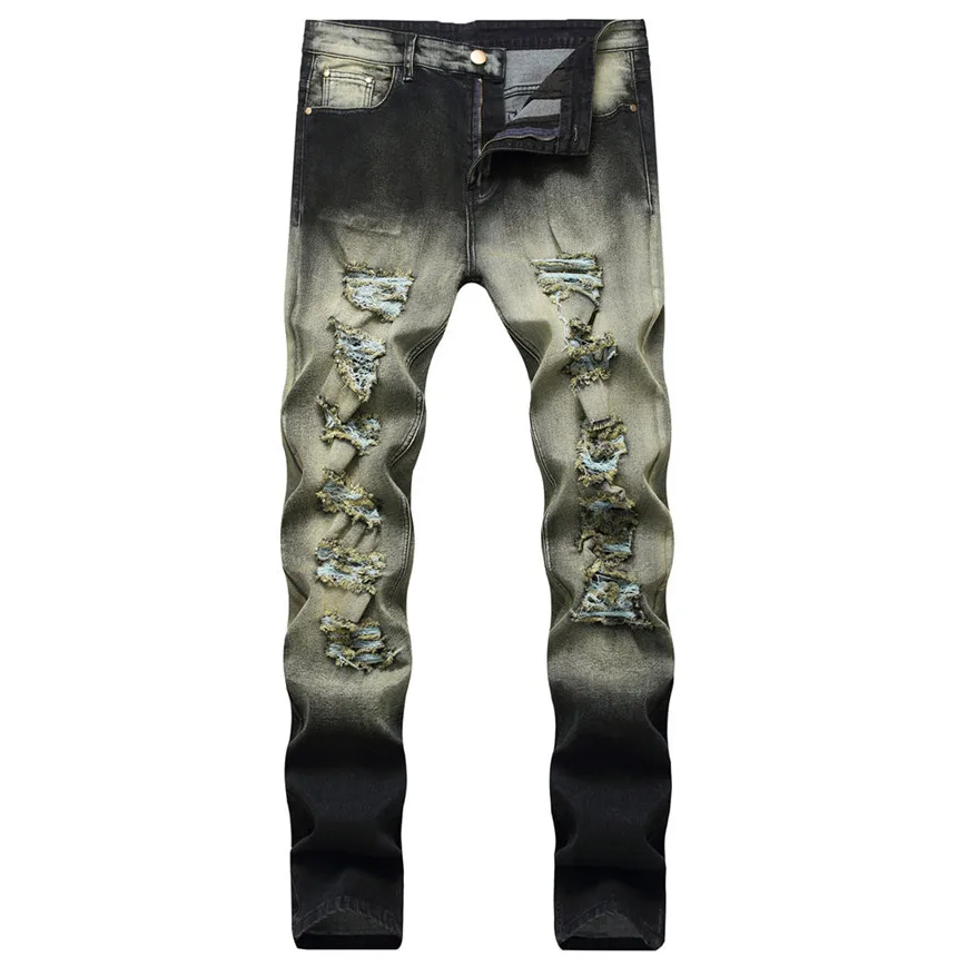 Gray KLV мужские брюки, модные мужские винтажные брюки, высокое качество, вареные джинсы, леггинсы, темный стиль, осень и зима - Цвет: Gray
