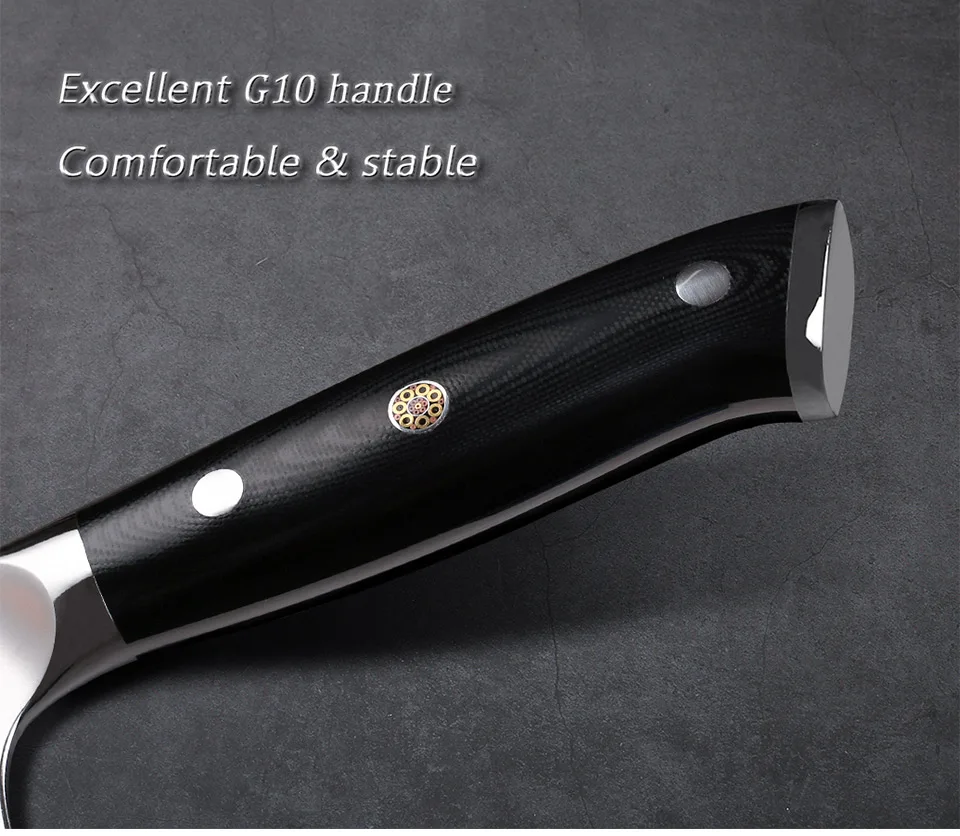 TURWHO, 8 дюймов, нож для нарезки мяса из японской дамасской стали, нож для мяса из черного дерева, G10, профессиональные ножи для шеф-повара сашими, суши
